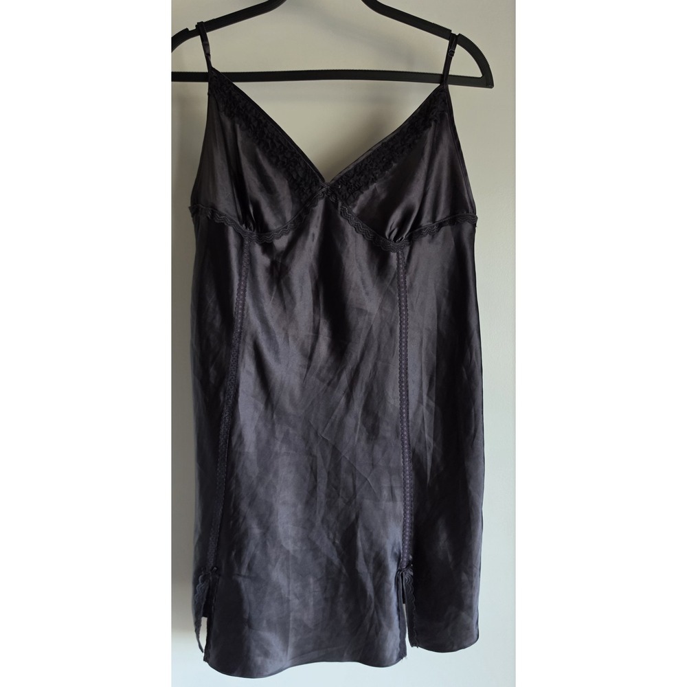 Hunkemoller Chemise XL Black Sleeveless V-Neck Sleep Dress Nightgown Slip